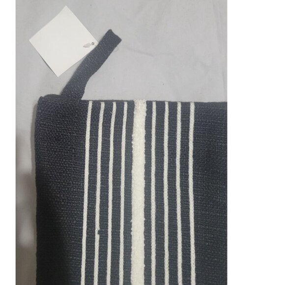 Hobby Lobby Black Burlap 17.5" Christmas Stocking White Stripe Plaid Holiday Dec - Picture 4 of 5